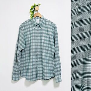 Brooks Brothers Regent 100% Cotton Green White Plaid Button Down Shirt